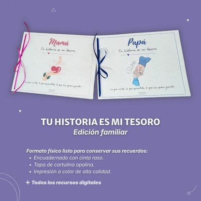 PACK FAMILIAR: TU HISTORIA ES MI TESORO (MAMÁ Y PAPÁ) + 8 REGALOS EXCLUSIVOS